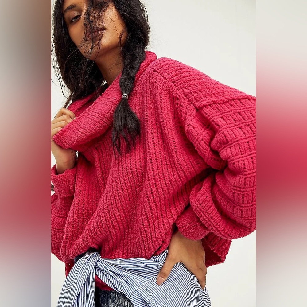 Free People Be Yours Sweater Cowl Neckline Pink Size Small